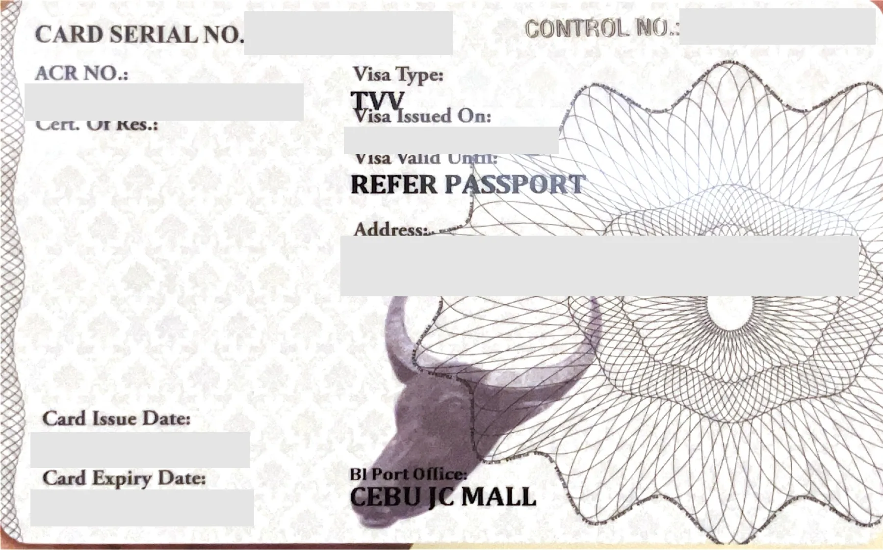 Verso anonymisé d’une ACR I-Card touristique
